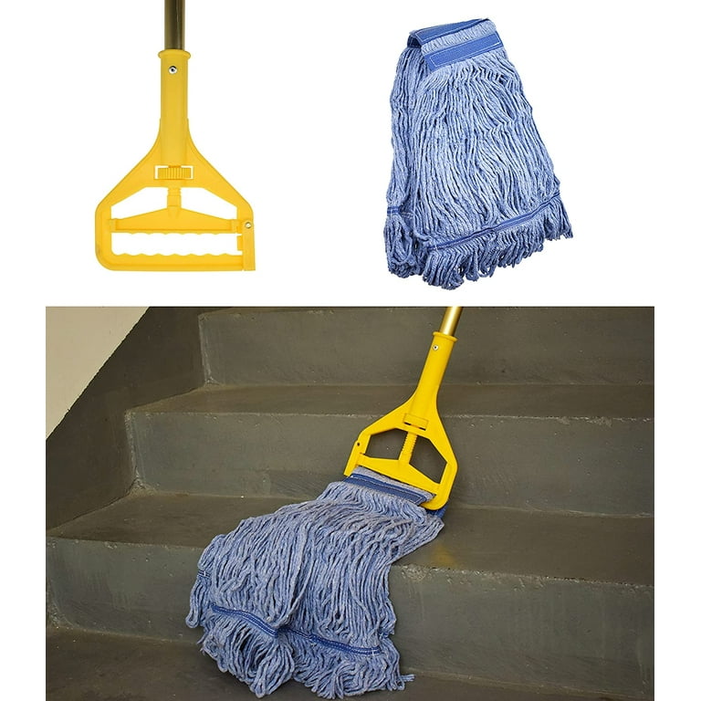 57 in. Blue Microfiber Wet String Mop with An Extra Mop Head