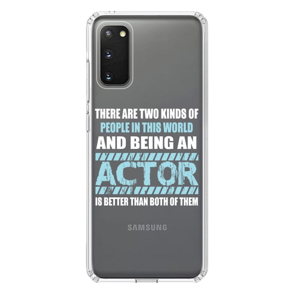 DistinctInk Clear Shockproof Hybrid Case for Galaxy S20 ULTRA / 5G (6.9" Screen) - TPU Bumper Acrylic Back Tempered Glass Screen Protector - Two Kinds of People - Being An Actor is Better