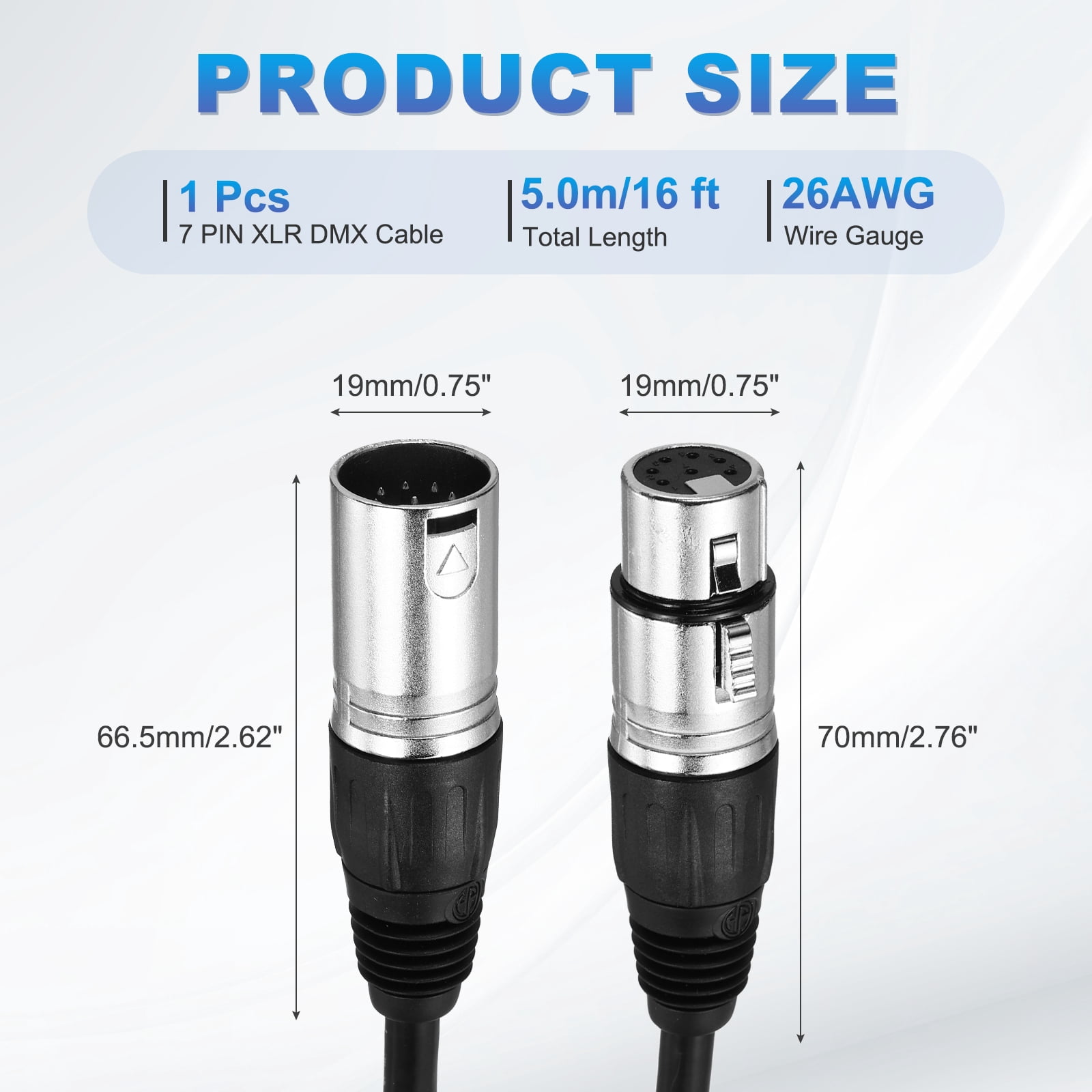 7 Pin XLR Cable 16 ft XLR Microphone Cable for Stage Studio Cable