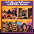thumbnail image 4 of Women's Knitted Witch Hat, Wool Blend Pointed Spire Cap with Wide Brim, Fall Fashion Beanie for Everyday Wear, Halloween Cosplay & Masquerade (Navy Blue), 4 of 7
