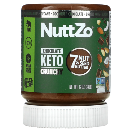 Nuttzo, 7 Nut & Seed Butter, Chocolate Keto Crunchy, 12 oz | Pack of 6