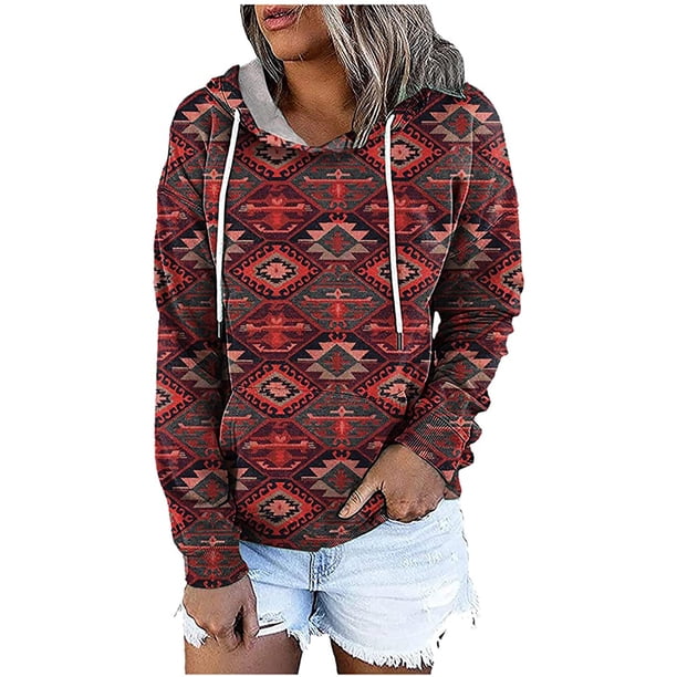 Camiseta de cuello con capucha de manga larga suelta divertida vintage para mujer Tops estampados Fridja FKASFK5624