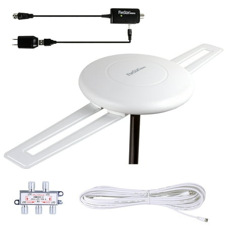 Five Star 150 Miles Long Range 360° Omni-Directional Reception Amplified Indoor Outdoor TV Antenna