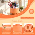 thumbnail image 5 of SAYEEC Orange 360° Rotatable 5 Compartment Desk Pen Holder Organizer, Pencil Cup with Detachable Phone Stand for Office & Home Storage, 5 of 7