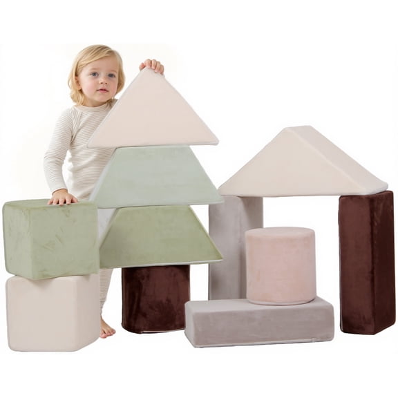 Benarita 11 Pcs Foam Building Blocks for Playground Climbers, Christmas Tree Shaped Soft Construction Toys for Kids