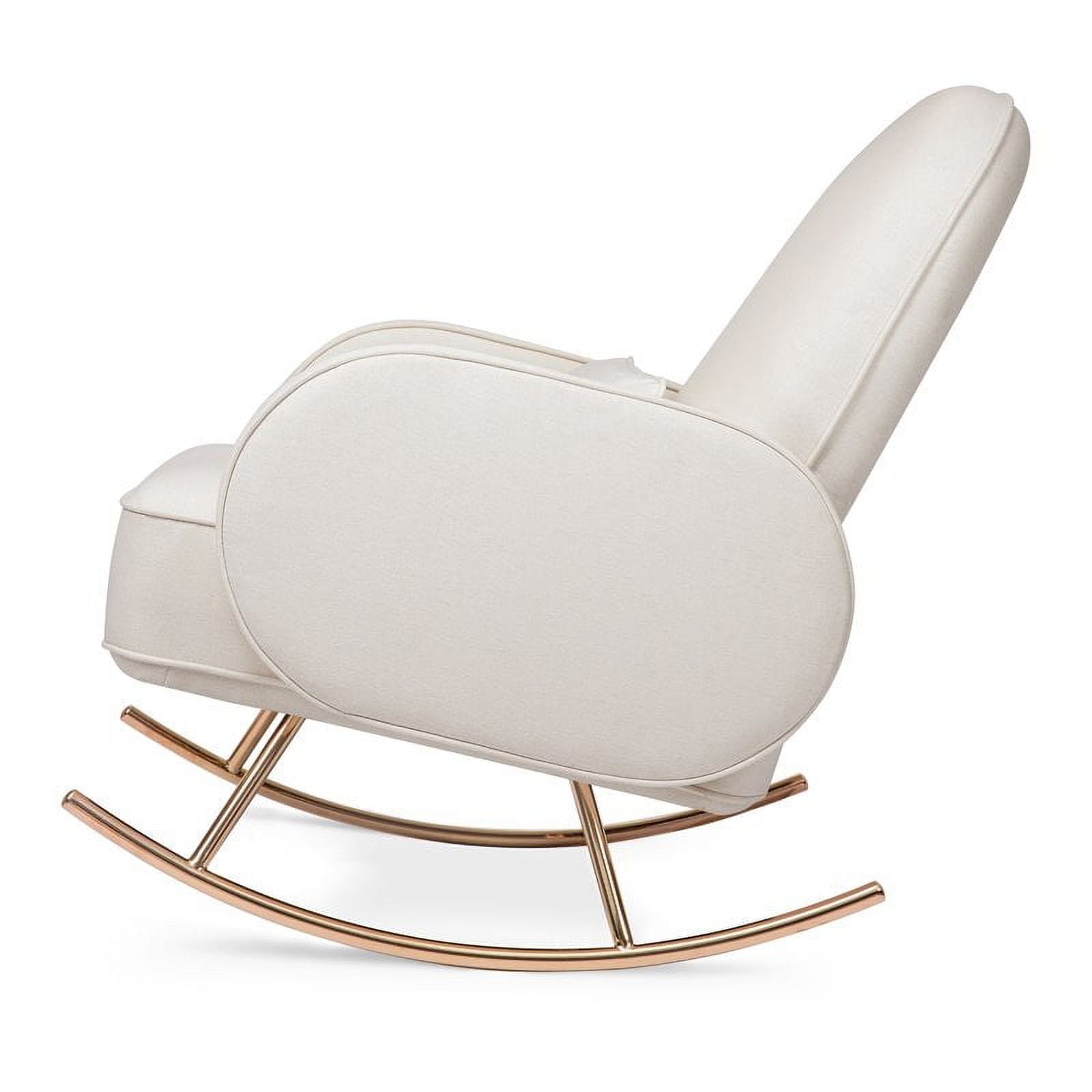 Million Dollar Baby Compass Upholstered Modern Fabric Rocker in Cream with Rose Gold Legs