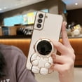 thumbnail image 5 of Creative and Cute 3D Astronaut Stand Phone case for Samsung Galaxy S23 S22 Ultra S21 Plus S20 FE 5G 4G Soft Back Cover, Light and Thin Plating Shockproof Bumper(Pink,Samsung S21 FE), 5 of 8