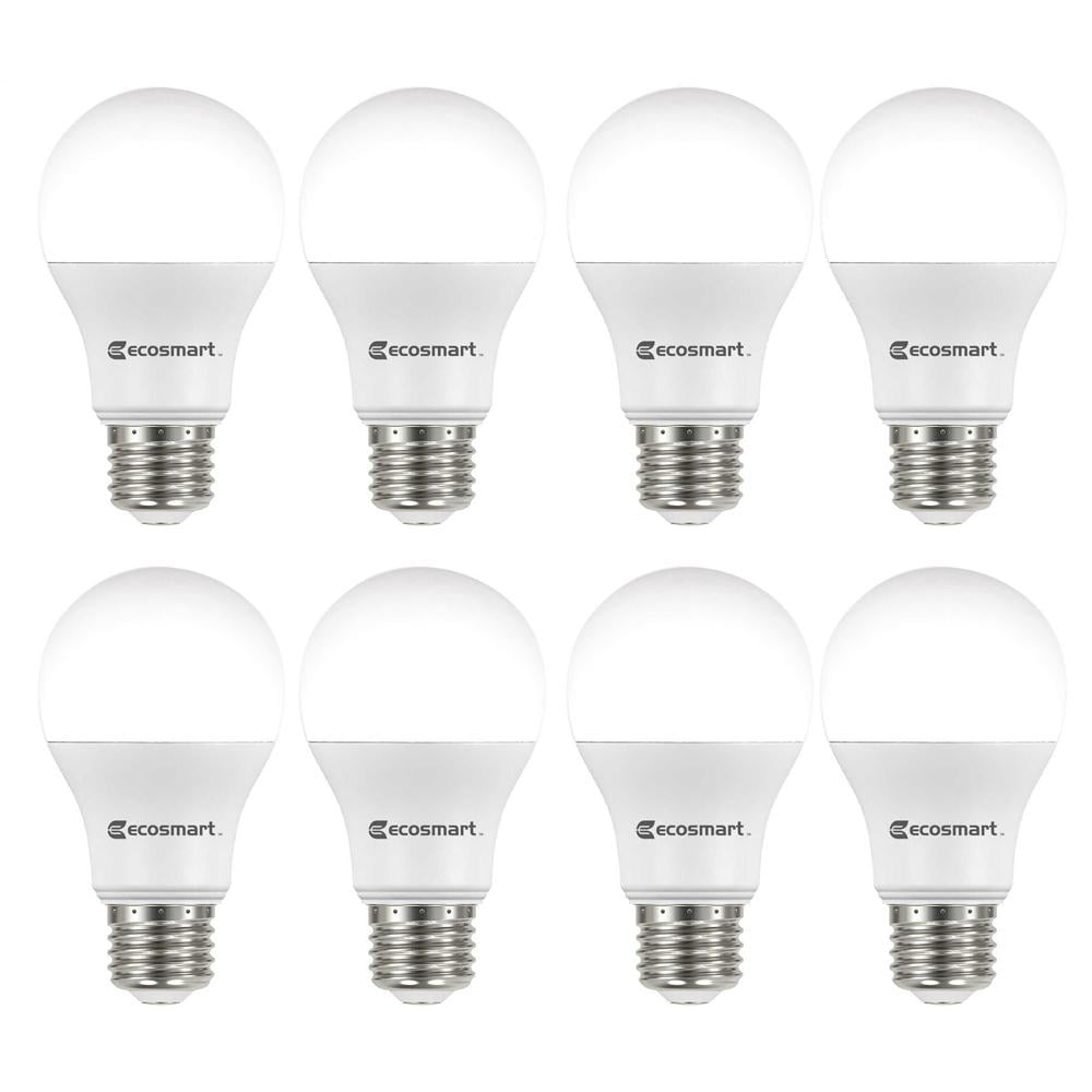 EcoSmart 60-Watt Equivalent A19 Non-Dimmable LED Light Bulb Soft White (8-Pack)