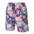 thumbnail image 4 of Pofeuu Skull rainbow color space Prin Men's Swim Trunks Quick Dry Bathing Suit Swimming Board Shorts Mesh Lining Beach Swimwear-3X-Large, 4 of 6