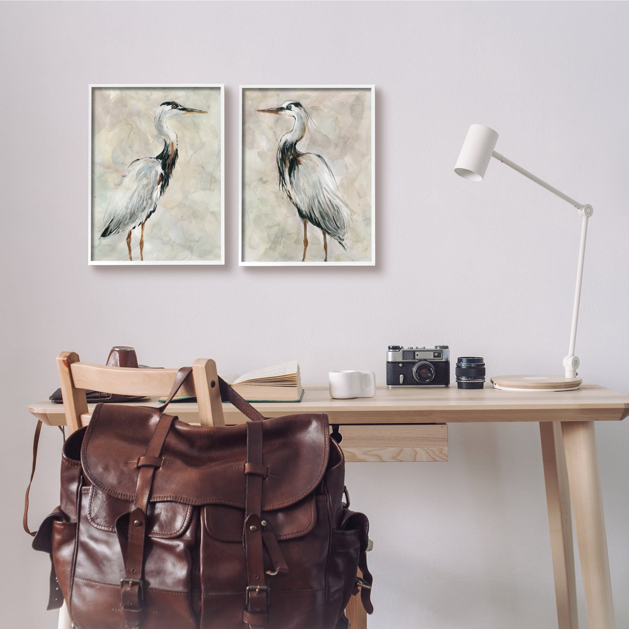 Stupell Industries Abstract Watercolor Great Heron Birds Expressive Tan Feathers, 11 x 14, Design by Carol Robinson
