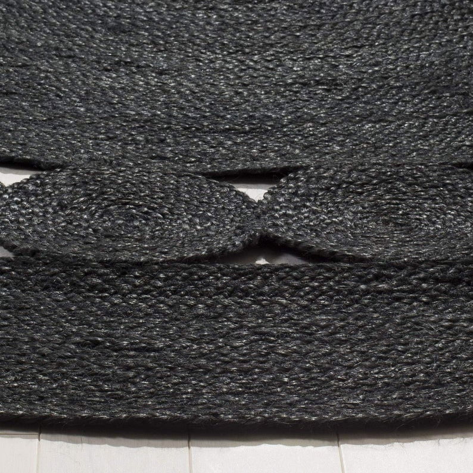 Handmade Braided Natural Pure Jute Black Color Tikki Round Rugs Size 4 x 4 Feet Round