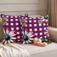 thumbnail image 2 of 4th of July Outdoor Waterproof Pillow Covers, Red Blue Plaid Spring Floral Independence Day Decorative Square Throw Pillowcase Sofa Cushion Sham for Patio/Couch/Chair, 20"x20" 2 Pack, 2 of 8