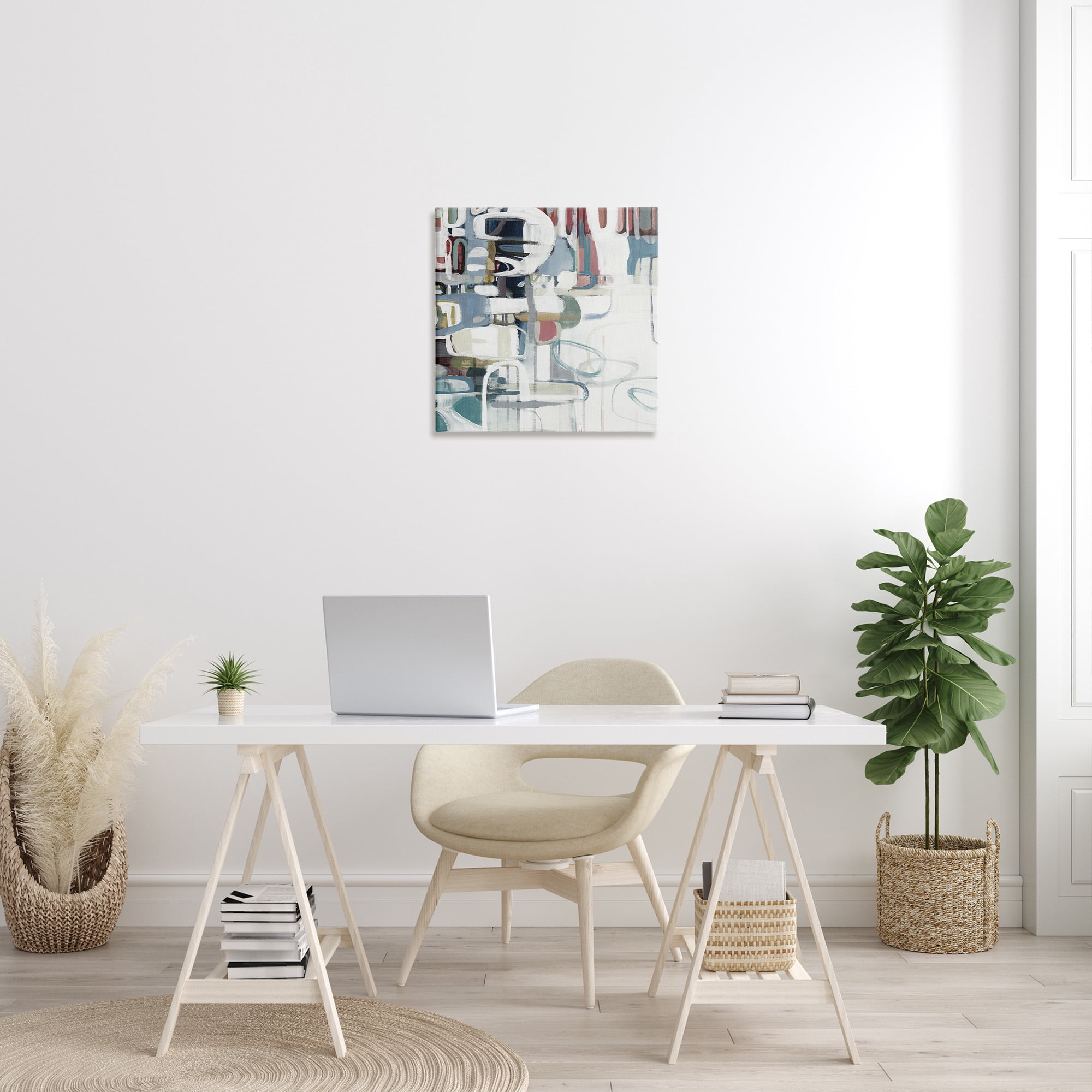 Stupell Industries Asymmetrical Abstract Forms Abstract Painting Gallery Wrapped Canvas Art Print Wall Art, 24 x 24