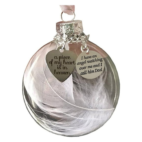 Clear Christmas Memorial Ornament Feather Ball, Christmas Family Memorial Ornaments Feather Ball for Loss of Loved One, Memorial Hanging Pendant Gift for Mom, Dad, Son, Daughter,etc.