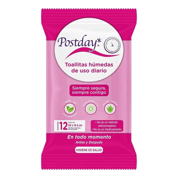 Toallitas húmedas Postday para higiene íntima 12 pzas