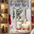 thumbnail image 3 of Kitchen Valances for Window, Christmas Bear Santa Hat Snowy Xmas Tree Light Filtering Rod Pocket Valance Curtain, Vintage Black Plaid Short Curtains Window Topper for Bedroom 54x18in, 3 of 7