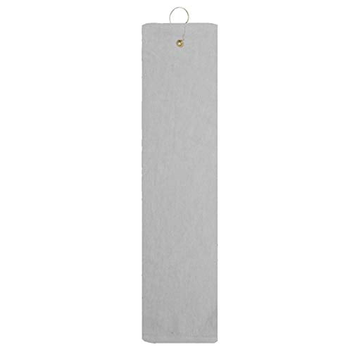 Silver Gray 100 Cotton Golf Towel TriFold with Grommet & Hook for