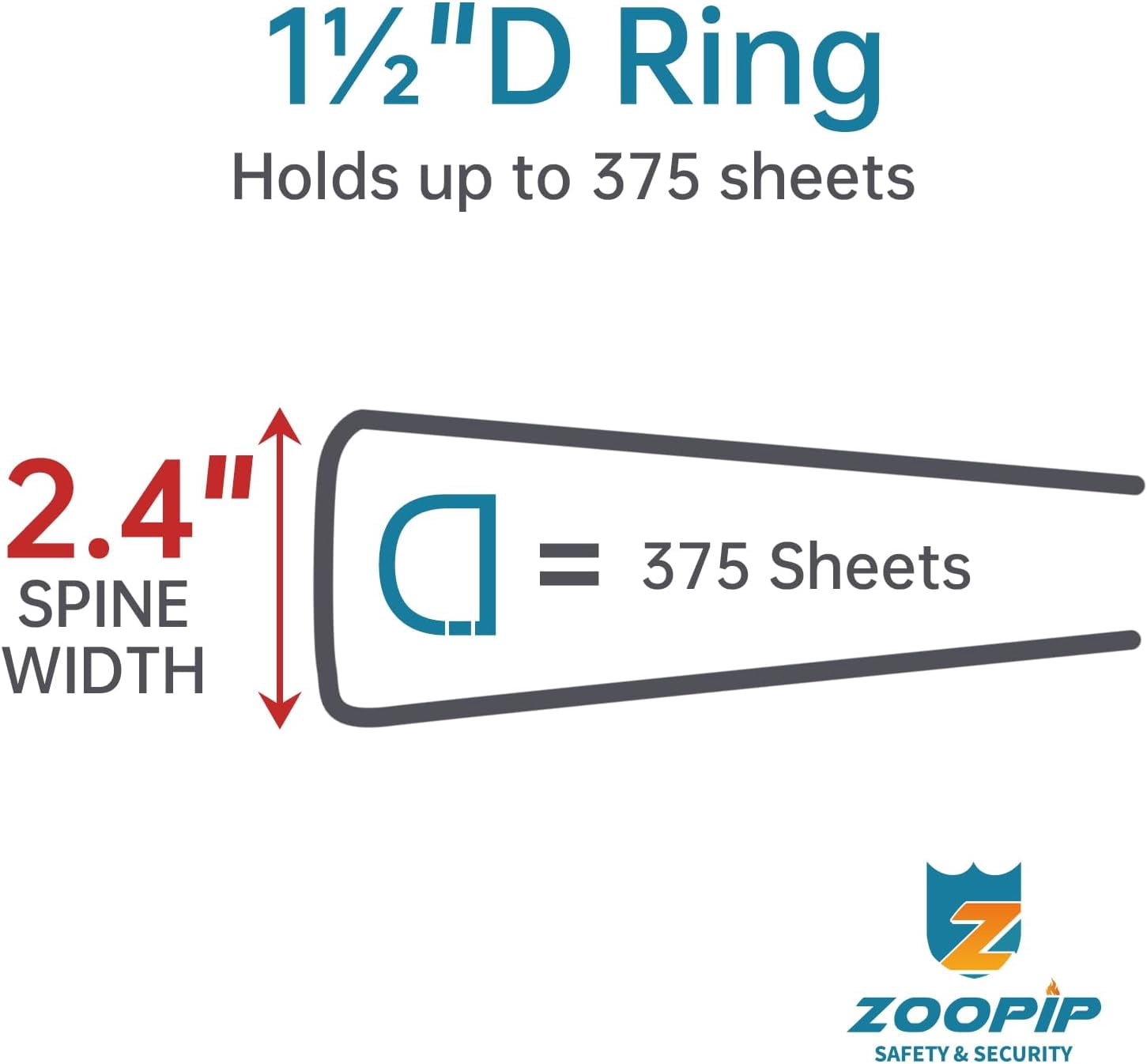 Fireproof 3 Ring Binder with Zipper 1.5 Inch D Rings Hold up 375 Sheets of 8.5" x 11" (A4) Compatible Clear Page Protectors Built-in Net and Pen Holder(Black 1 Pcs)