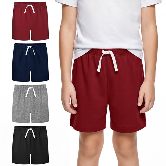Resinta 4 Pack Toddler Boy Cotton Shorts Boys Casual Shorts Pull-on Shorts Soft Baby Boy Shorts for Summer