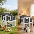 thumbnail image 4 of Outdoor Wooden Small Chicken Coop with Wire Mesh,2-Tier Duck Condo with Weatherproof Brooder,Gray, 4 of 8