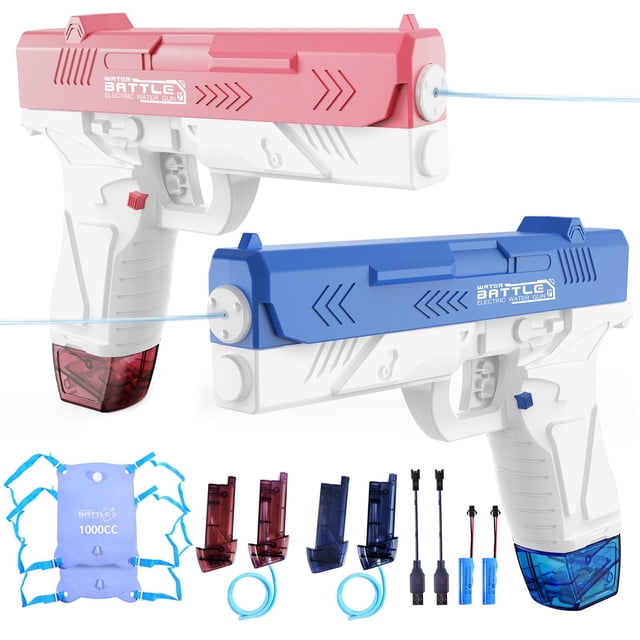 Pistola de agua eléctrica GPPNKC con mochila de 1000 ml, alcance de 10 m, 2 unidades