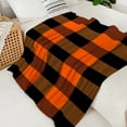 thumbnail image 2 of Cozy Black and Orange Plaid Flannel Blanket – Soft, Lightweight Throw for Home Decor, Camping, Office, or Gift, Warm All-Season Comfort with Classic Checkered Design, 2 of 6