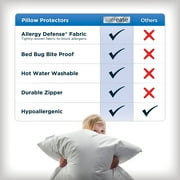 AllerEase Maximum Pillow Cover Protector, Standard/Queen - Zippered, Allergen and Bedbug Barrier