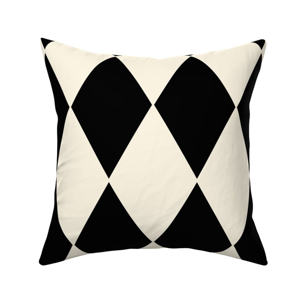 Square Throw Pillow, 18", Linen Cotton Canvas Diamonds Cosmic Latte