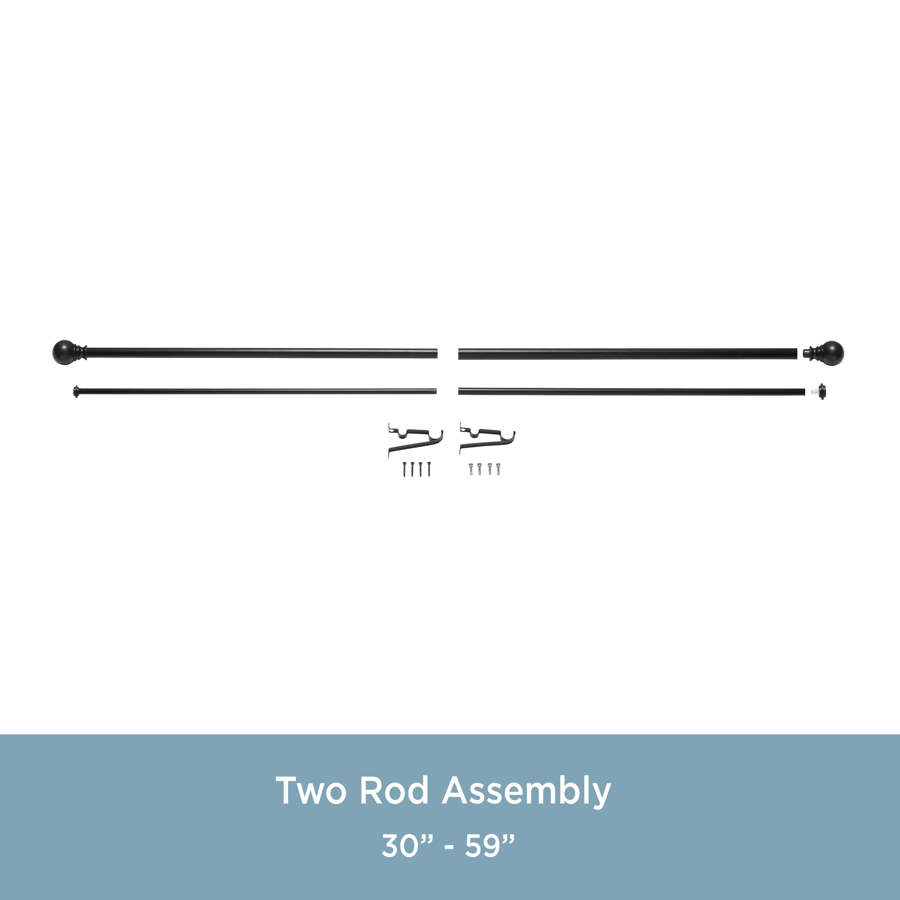 Kenney Layla 30-84" Value Decorative Steel Adjustable Double Curtain Rod, 1" Dia., Black