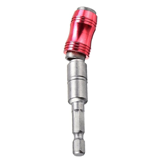 Herramientas Adaptador varilla extensión punta multiángulo Destornillador eléctrico hexagonal Adaptador autoblocante liberación rápida 6 35 mm (D) plateado-Rojo