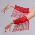 thumbnail image 3 of Lispipm Women's Retro Long Opera Pageant Gloves 1920s Fringe Fingerless Elbow Glove for Costume Party Wedding Arm Sleeves Red, 3 of 7
