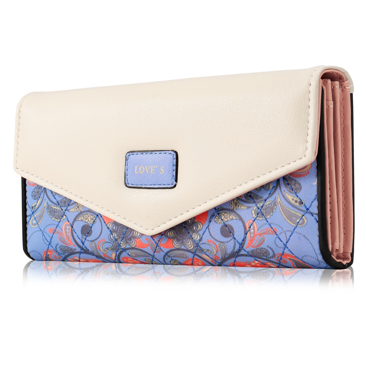 Crochet zip wallet Handmade blue and white purse Big women/'s wallet Cards holder