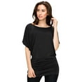 thumbnail image 3 of Made by Johnny Women's Boat Neck Short Sleeve Dolman Drape Top XXL BLACK, 3 of 6