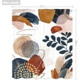 thumbnail image 3 of Abstract Boho Mid Century Shower Curtain 72Wx84H Inches Navy Blue Gold Colorful Modern Geometric Leaves Plant Neutral Minimalist Cloth Fabric Polyester Bathroom Home Decor Set with Hooks, 3 of 6