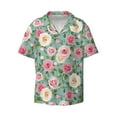 thumbnail image 2 of Lsque Rose Flowers print Men's Cuban Collar Short Sleeve Shirt Summer Beachwear Casual Button Down Fashionable Vacation Leisure Shirt-X-Large, 2 of 7