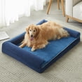 thumbnail image 2 of Extra Large Dog Bed, Orthopedic Velvet Dog Bed with Waterproof Lining, Removable Cover, Non Skid Bottom, Egg-Shaped Foam for Large Dogs up to 80 lbs Navy Blue, 2 of 10