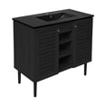 thumbnail image 3 of Bron 36" Freestanding Bathroom Vanity in Black Oak with Black Sink Top, 3 of 7