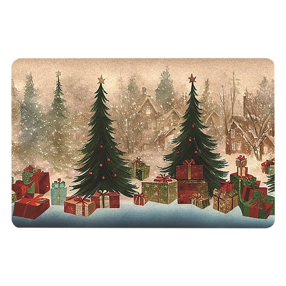 SUSHANG Festive Holiday Doormat with Traditional Pattern - All-Weather Xmas Door Mat for Indoor Outdoor Use - Non-Washable Winter Welcome Mat for Porch, Entryway and Holiday Decor