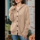 thumbnail image 5 of Cárdigan Informal con Cuello en V y Botones para Mujer, Sudadera con Capucha y Larga Caqui L, 5 of 8