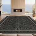 thumbnail image 2 of Design&I 3'x5' Washable Area Rug Low Profile & Durable Daily Traffic Ready Matte Black Farmhouse Galaxy Abstract Minimalist Interlocking Lines with Modern Frame for Home Office, Hallway, 2 of 7