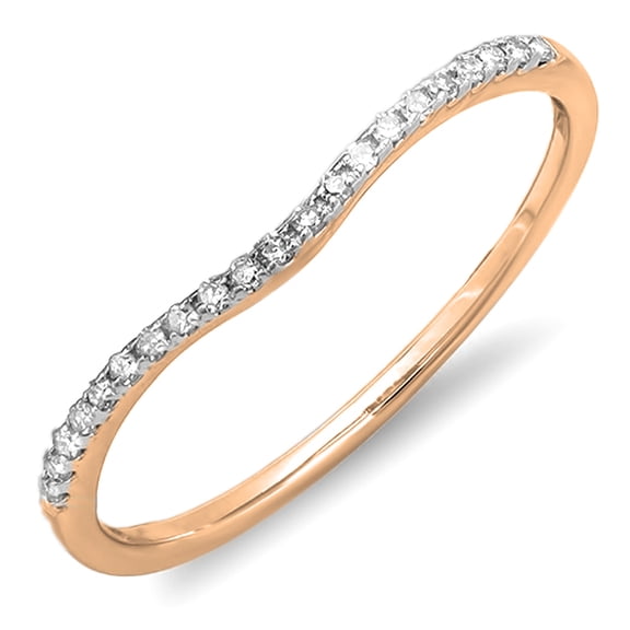 0.20 Carat (ctw) 18K Rose Gold Round Cut White Diamond Ladies Anniversary Wedding Stackable Band 1/5 CT