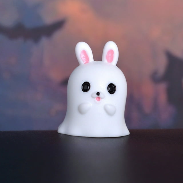 Liquidation! Accessoires de Village d'Halloween Breloques d'Halloween Statue de Lapin Figurines de Lapin Mignonnes Ornement de Jardin Féerique Mini Figurines d'Halloween Déco Citrouille Miniature d'Halloween Résine B