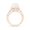 thumbnail image 2 of ANGARA Freshwater Cultured Pearl Halo Ring with Diamonds in 14K Rose Gold for Women | June Birthstone, Birthday, Anniversary, Jewelry Gift for Women | Pearl Ring, 2 of 8
