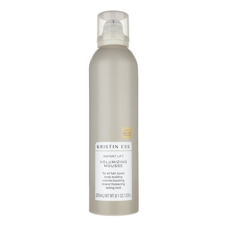Kristin Ess Hair Instant Lift Volumizing Mousse with Castor Oil, Boosts Volume + Thickens, Body Building for Curly, Wavy + Straight Hair, Lasting Hold, 8.1oz