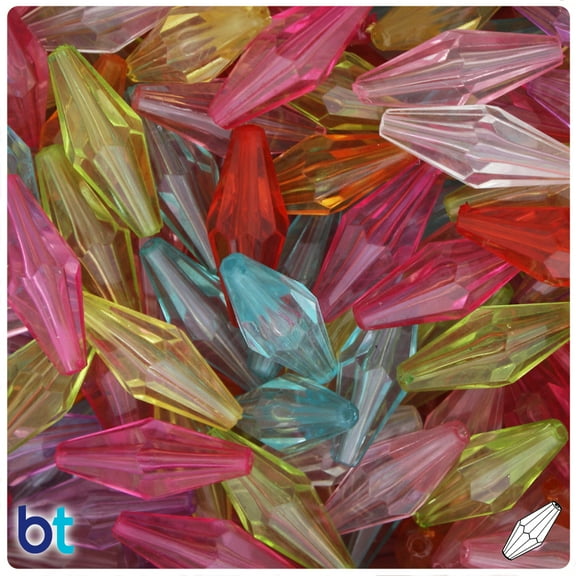 Mixed Transparent 25x10mm Faceted Bicone Acrylic Beads (40pcs)