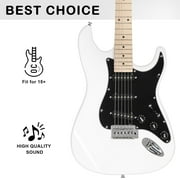 Glarry 6 Strings Right Hand Electric Guitar Package for Beginner,White