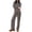 Coffee, variant on CHUMUD Two Piece Sets for Women Pants Set Summer Vacation Outfits Long Sleeve Button Tops Trousers Lounge Matching Sets Striped Fashion Clothes Casual Going Out