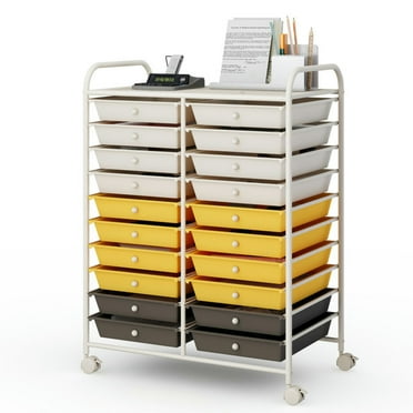 Topcobe 20 Drawers Storage Rolling Cart Studio Organizer, Rolling Carts with Wheels for Kitchen, Living Room, Yellow