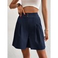 thumbnail image 3 of Cuteduck Womens High-Waisted Pleated Shorts Wide Leg Button Casual Loose Fit Shorts S-2XL, 3 of 5