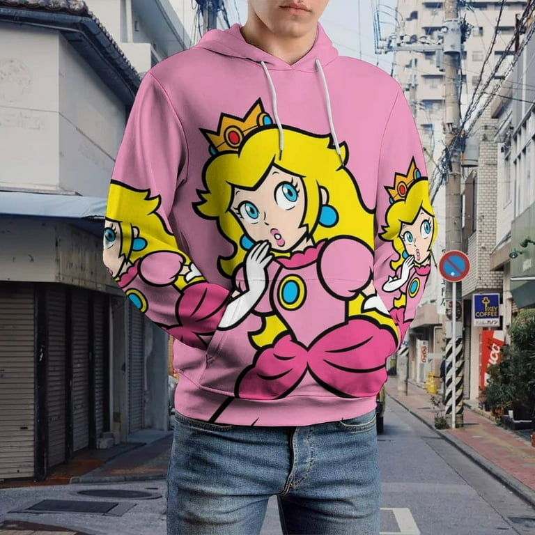 Princess Peach Hoodie 3D Print Pullover Hooded Long Sleeve Sweatshirts Tops Blouse with Pocket for Mens Womens